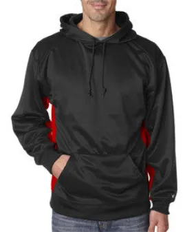 1454 Badger Adult BT5 Performance Fleece Poly Hoodie Black/ Red