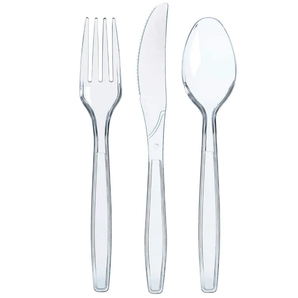300 Plastic Silverware Set, Clear Plastic Cutlery Set, Disposable Set -100 Clear