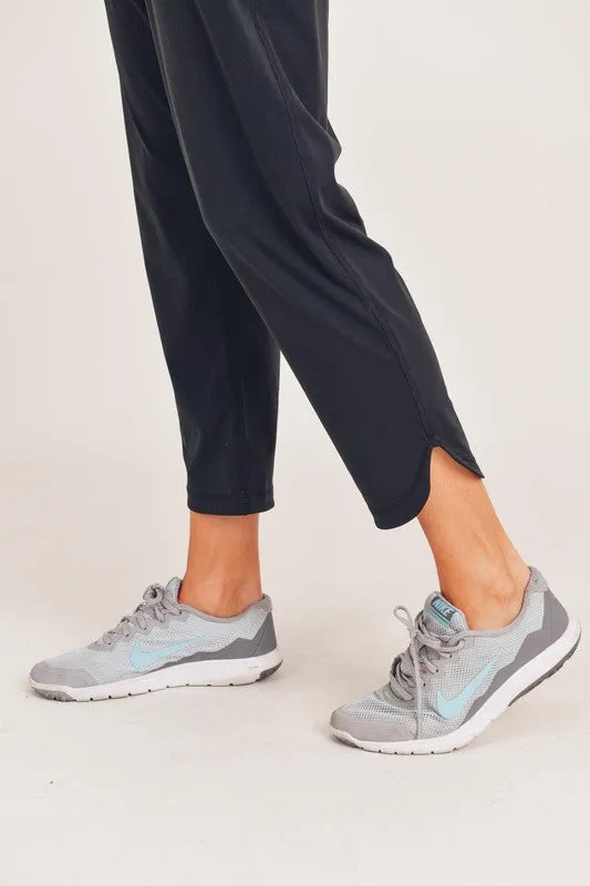 ATHLEISURE JOGGERS WITH CURVED NOTCH HEM