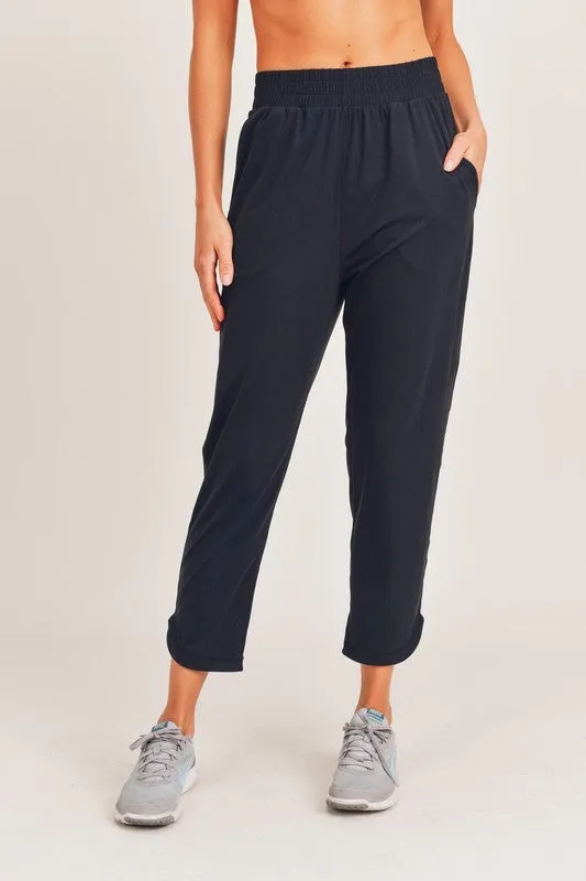 ATHLEISURE JOGGERS WITH CURVED NOTCH HEM