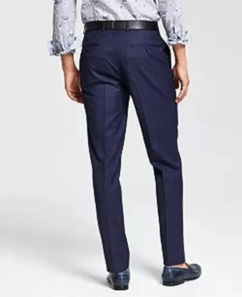 Bar Iii Mens Slim fit Dress Pants 34 / 30 Blue Plaid