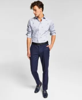 Bar Iii Mens Slim fit Dress Pants 34 / 30 Blue Plaid