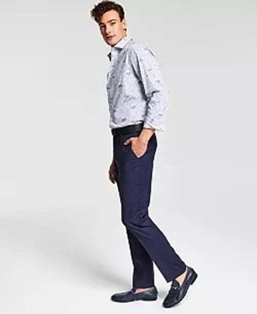 Bar Iii Mens Slim fit Dress Pants 34 / 30 Blue Plaid