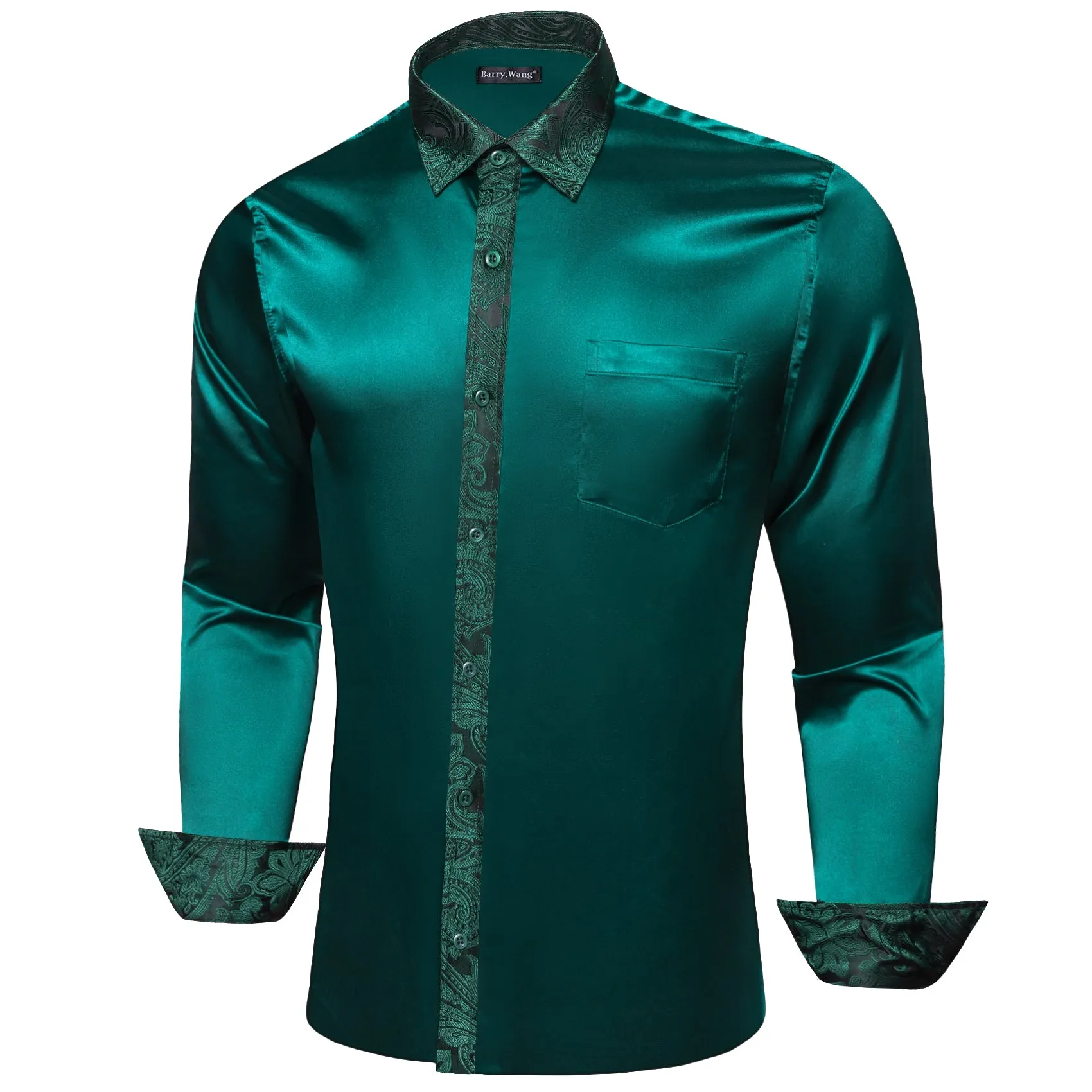 Barry.wang Green Solid Men's Shirt