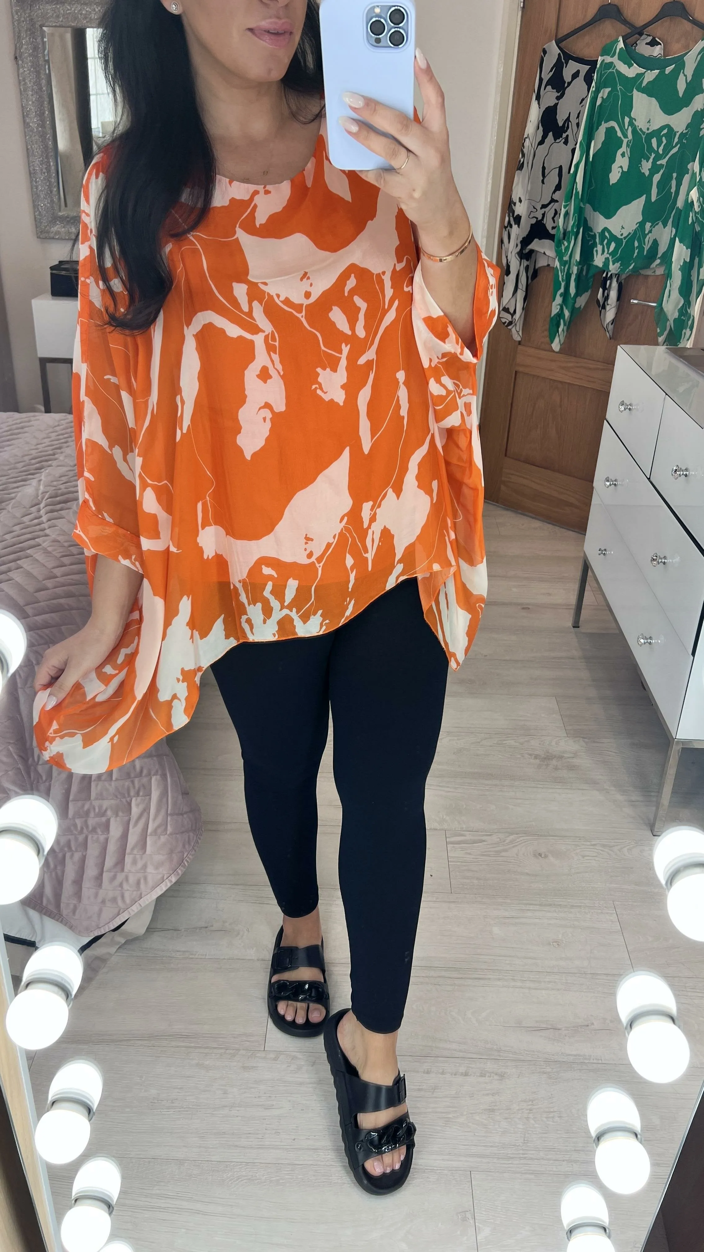 Bellamy Splash Print Silk Double Layer Chiffon Sleeve Top