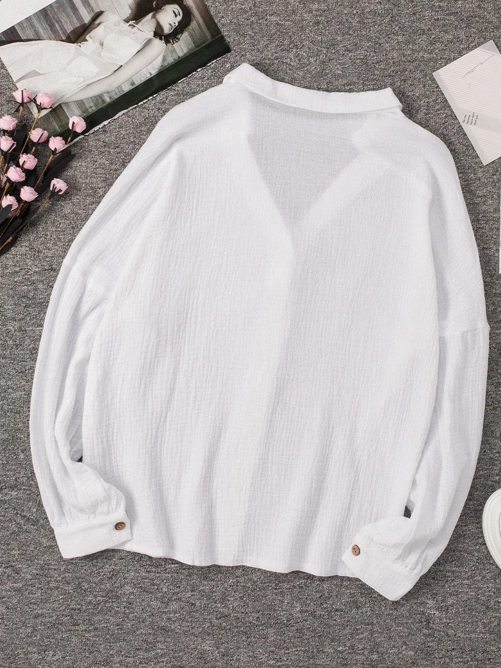 Button-Down Balloon Sleeve Shirt