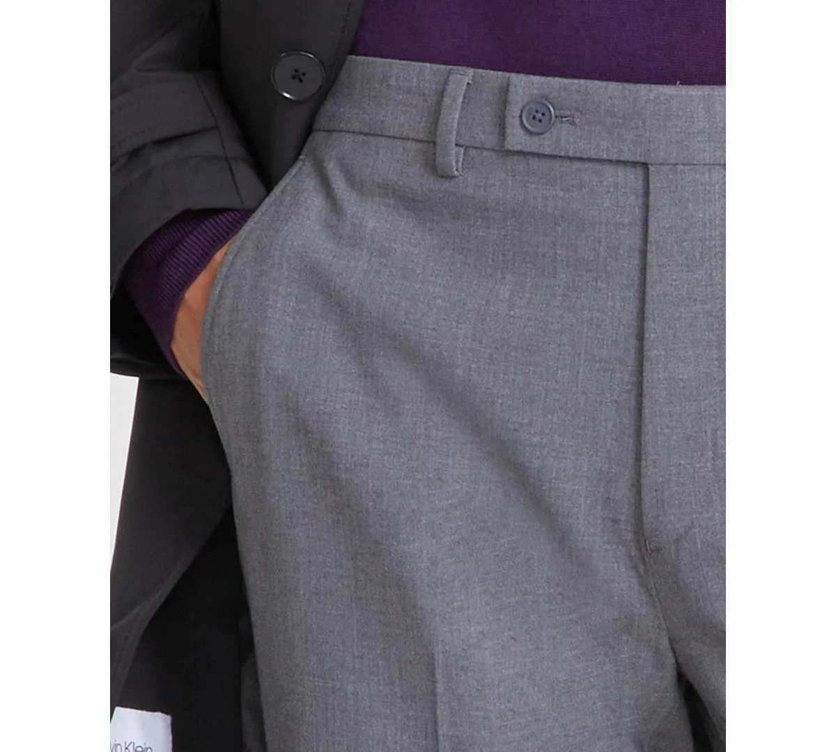 Calvin Klein Mens Slim fit Dress Pants 31 / 30 Grey Solid