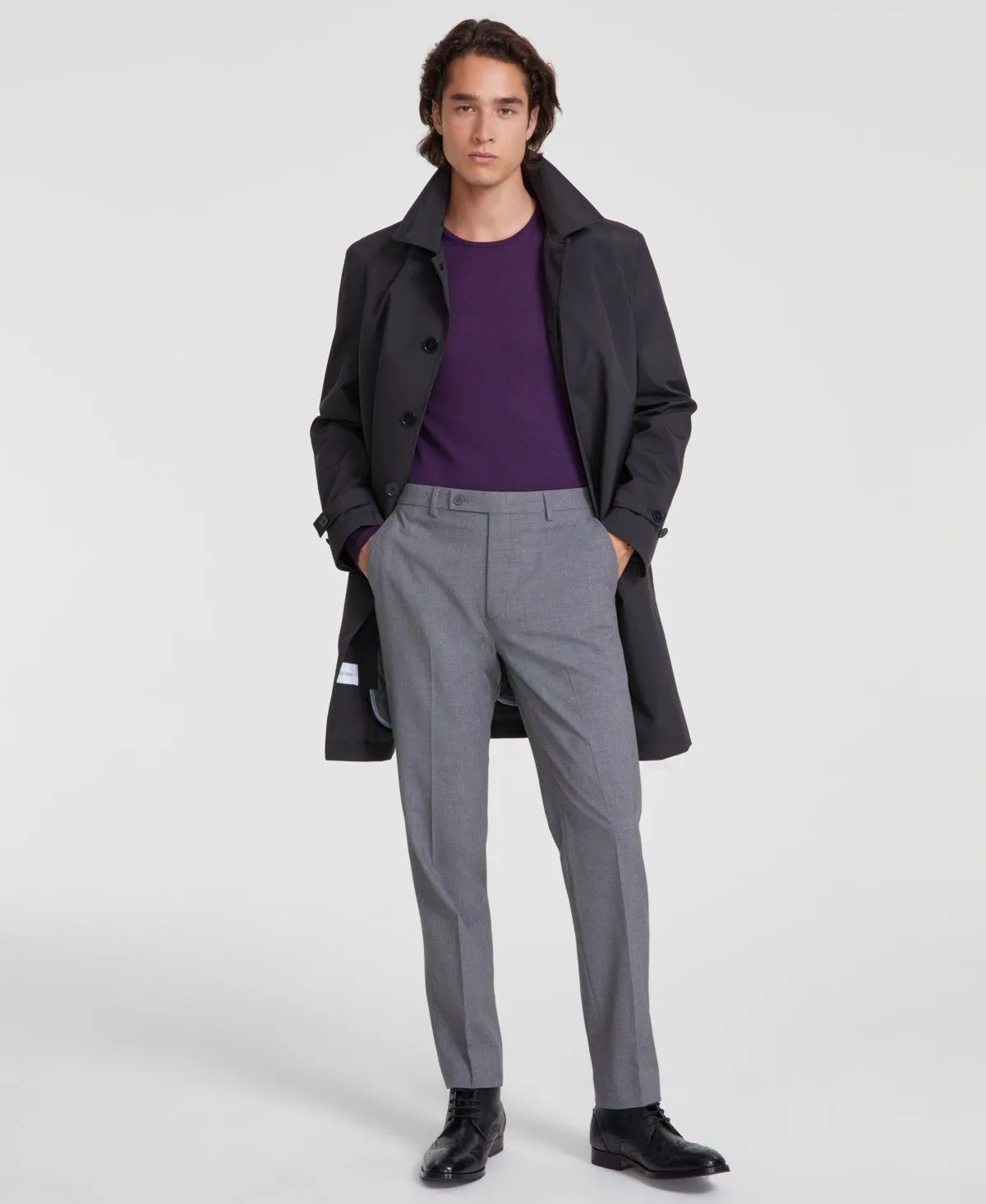 Calvin Klein Mens Slim fit Dress Pants 31 / 30 Grey Solid
