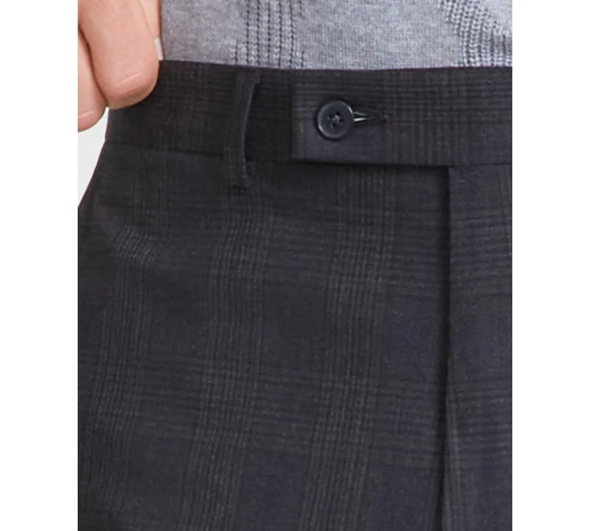 Calvin Klein Mens Slim fit Dress Pants 42 / 30 Grey Plaid