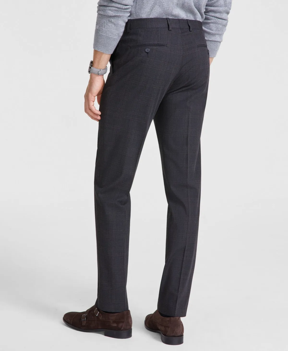 Calvin Klein Mens Slim fit Dress Pants 42 / 30 Grey Plaid