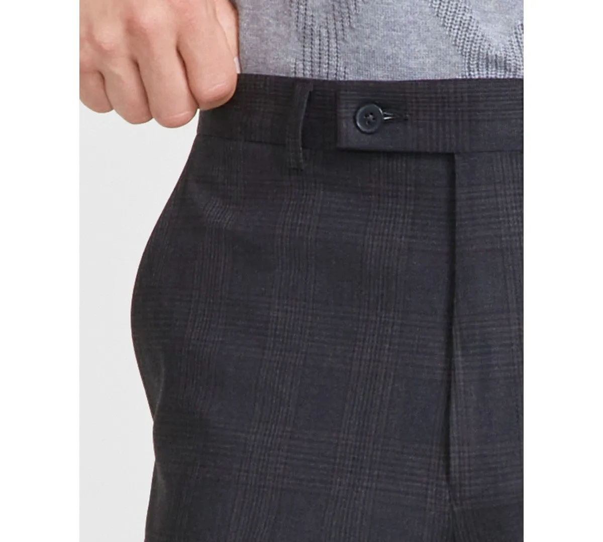 Calvin Klein Mens Slim fit Dress Pants 42 / 30 Grey Plaid