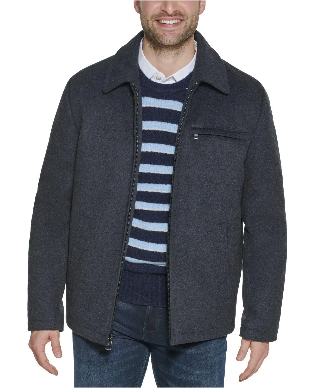Calvin Klein Men's Wool Hipster Jacket Coat Charcoal Grey Small