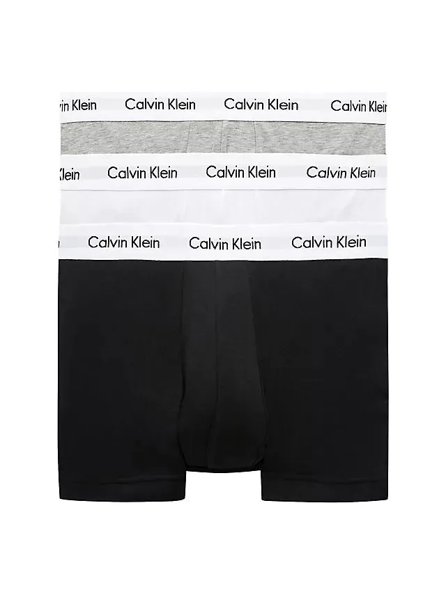 Calvin Klein TRUNK 3 Pack Mens Cotton Stretch Underwear Black/White/Grey Heather