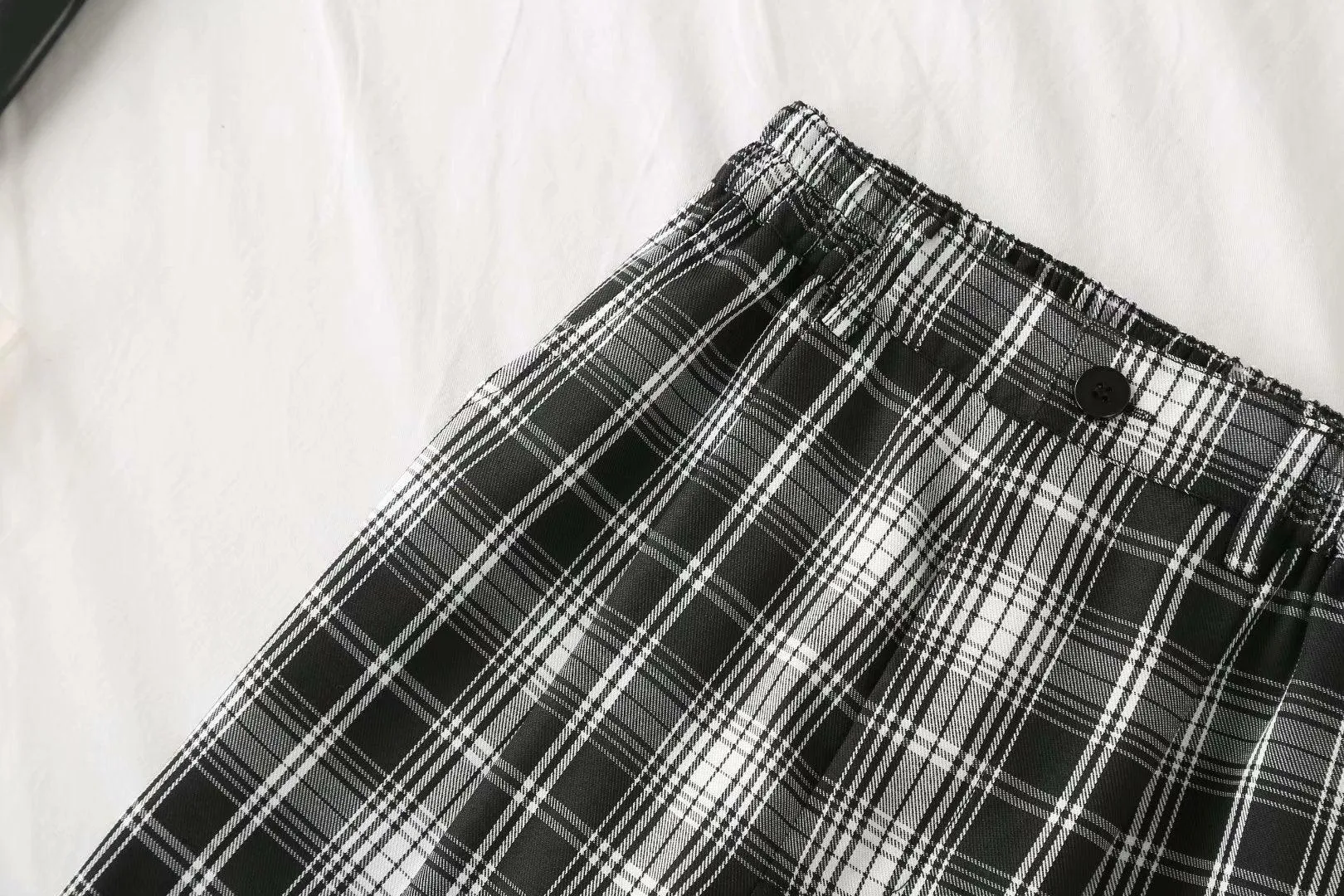 Casual Plaid High Waist Wide Leg Pants