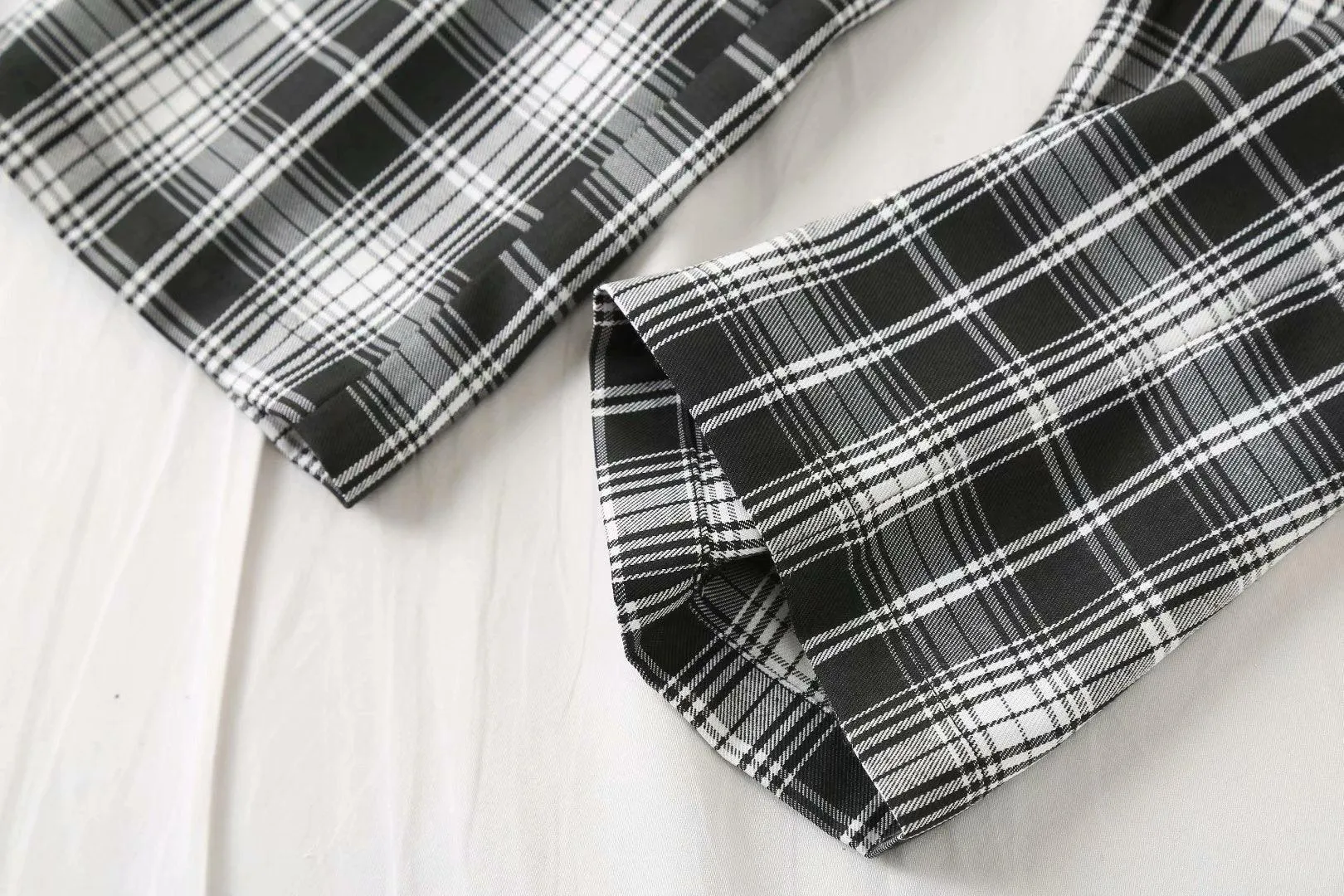 Casual Plaid High Waist Wide Leg Pants