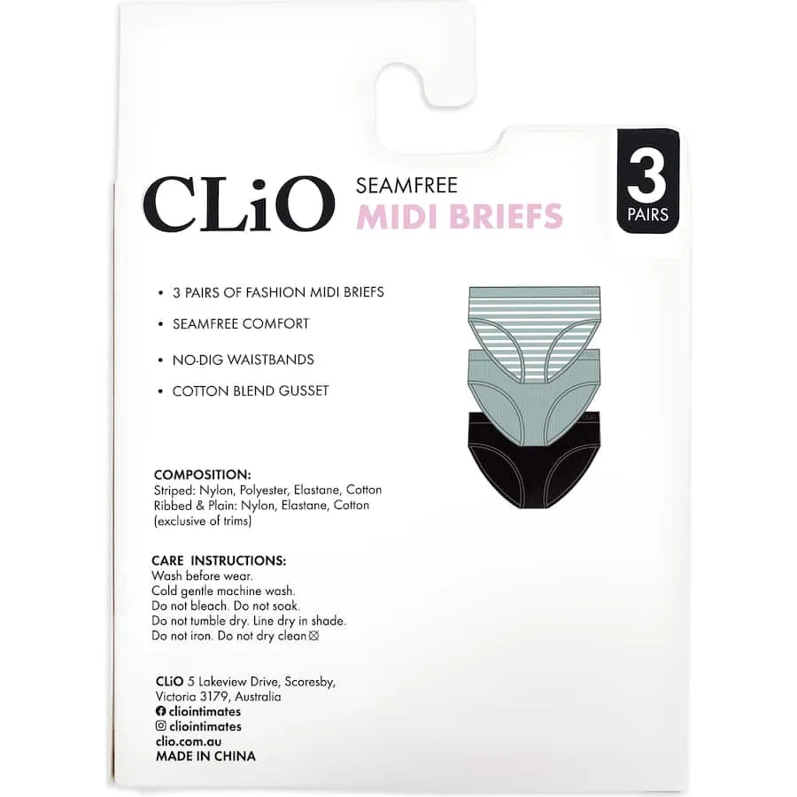 Clio Fashion Women's Underwear Midi Brief Assorted 14-16
