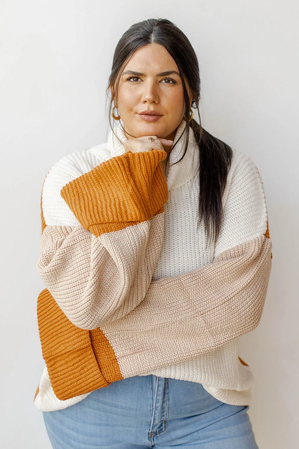 colorblock turtleneck sweater