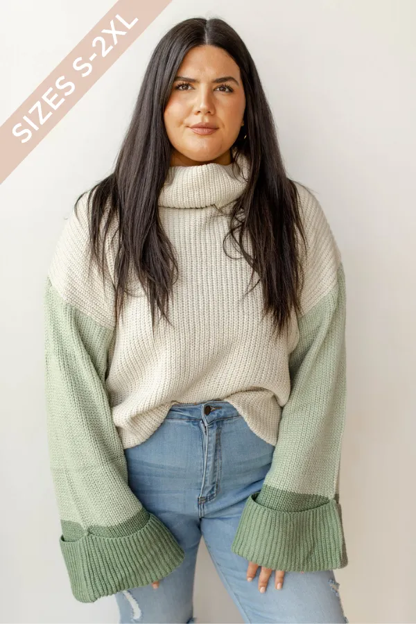 colorblock turtleneck sweater