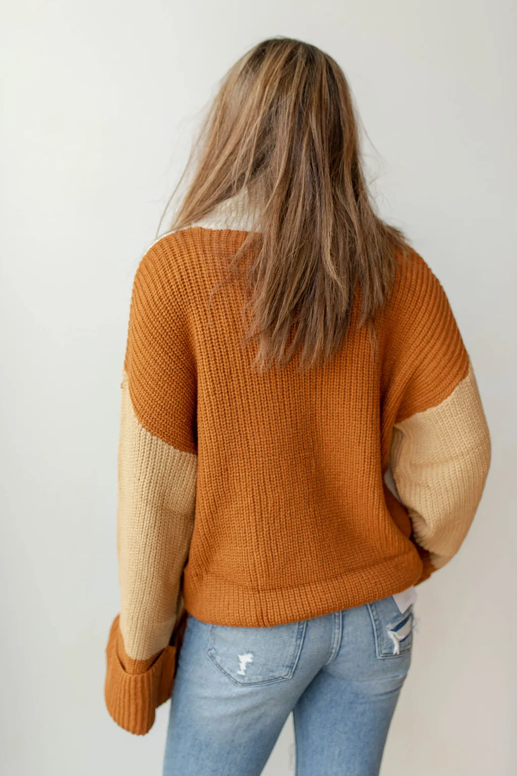 colorblock turtleneck sweater