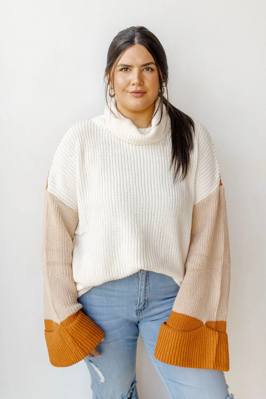 colorblock turtleneck sweater