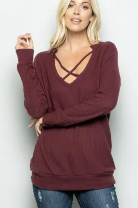 Crisscross Neckline Henley
