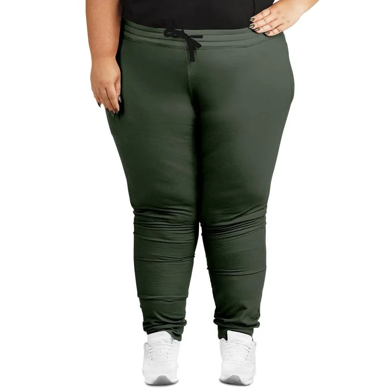 Dark Warm Green Joggers | Unisex | with PLUS sizes | Dark Pale Pastel Warm Green | C15M0Y30K80