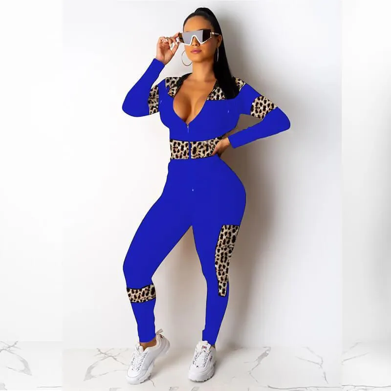Deep V-neck Crop Top High Waist Skinny Pants Set