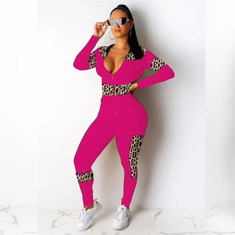 Deep V-neck Crop Top High Waist Skinny Pants Set