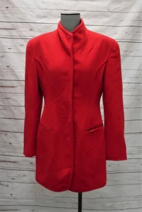 Donna Karan Jacket Red Angora-Wool Size US 6 Button Front Coat