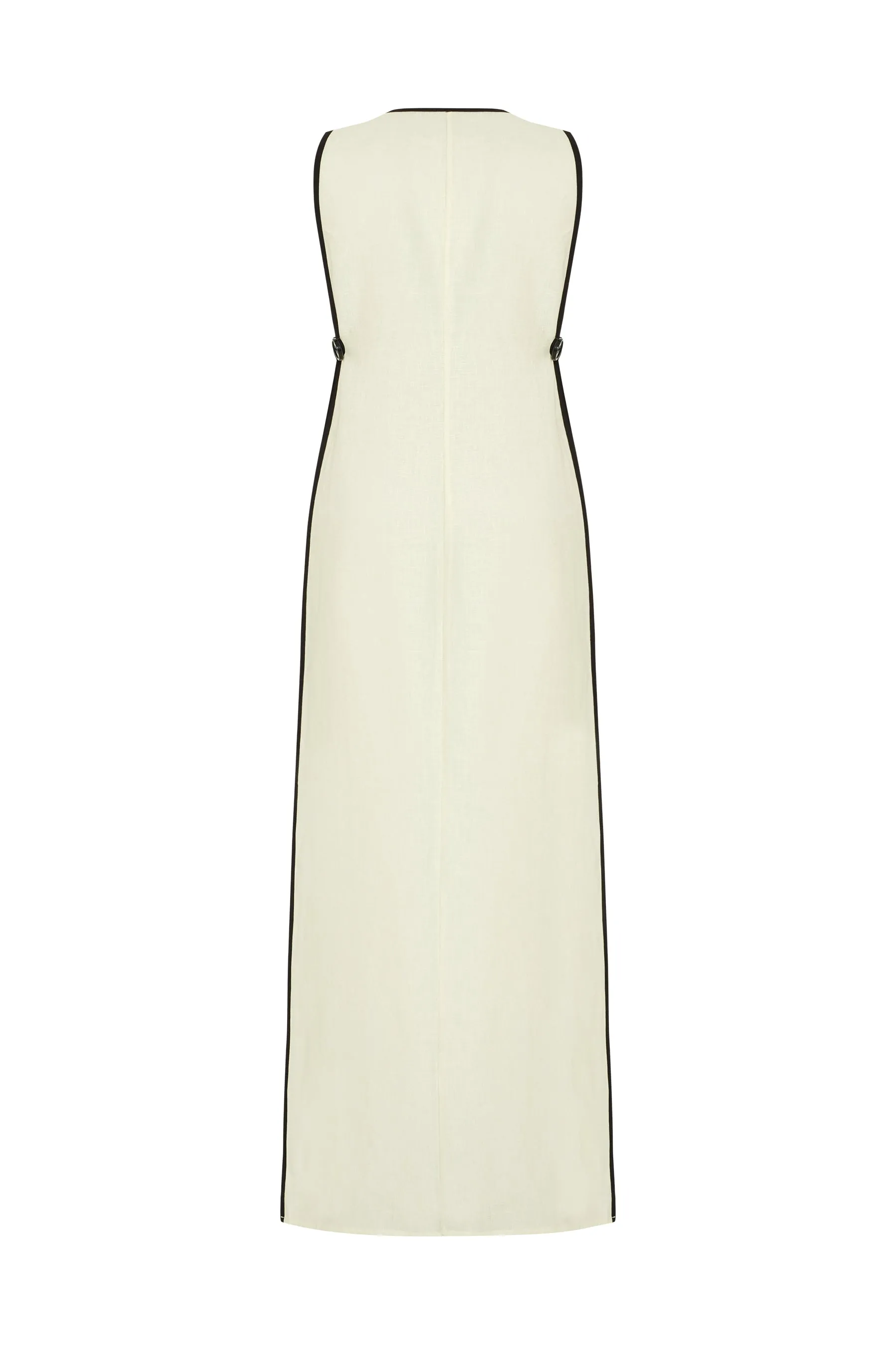 Estelle Ecru Linen Flower Dress