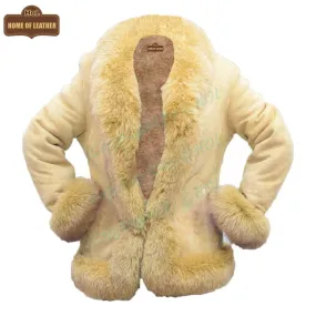F003 HoL Women's Real Camel Brown Suede Leather Coat