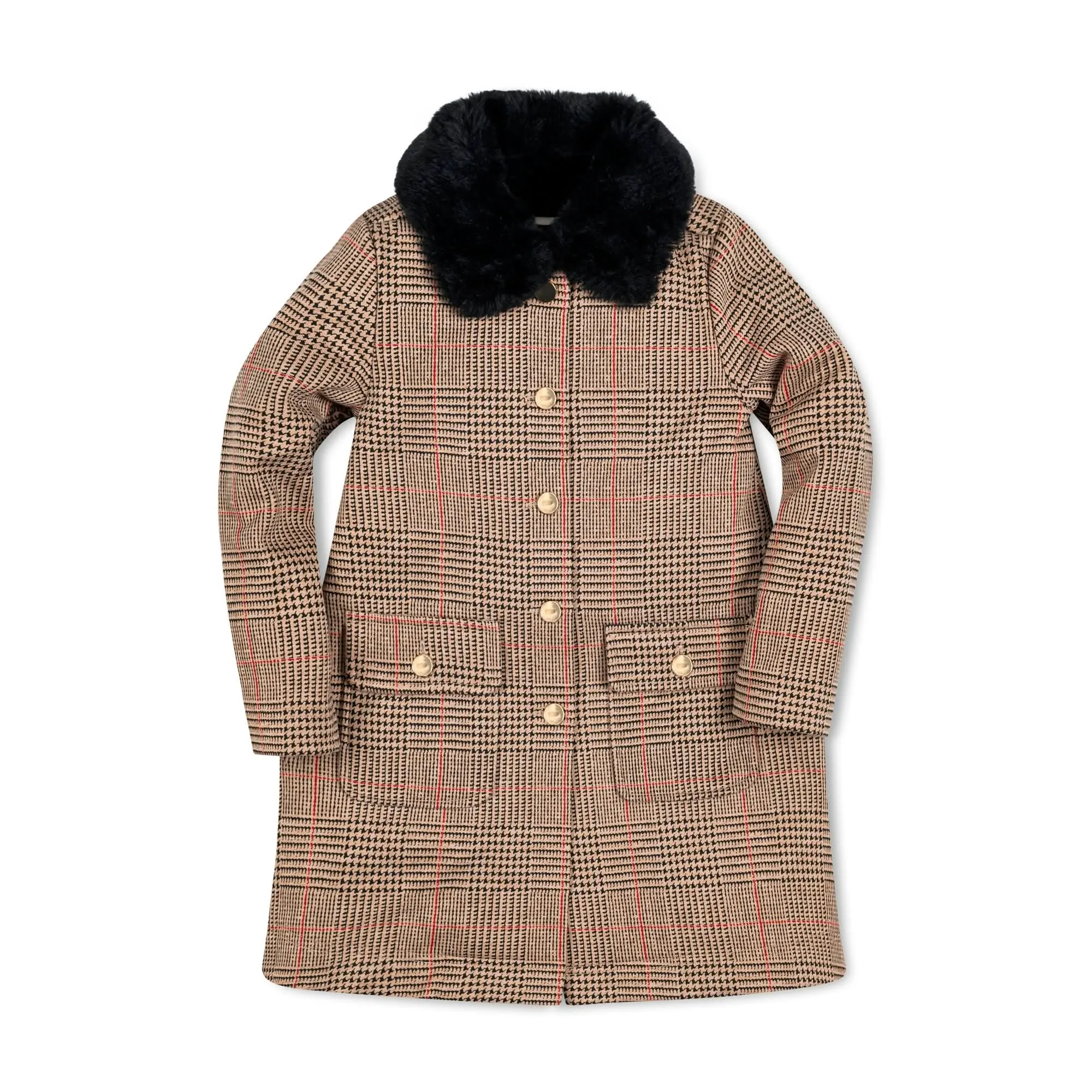 Faux Fur Collar Fleece Coat
