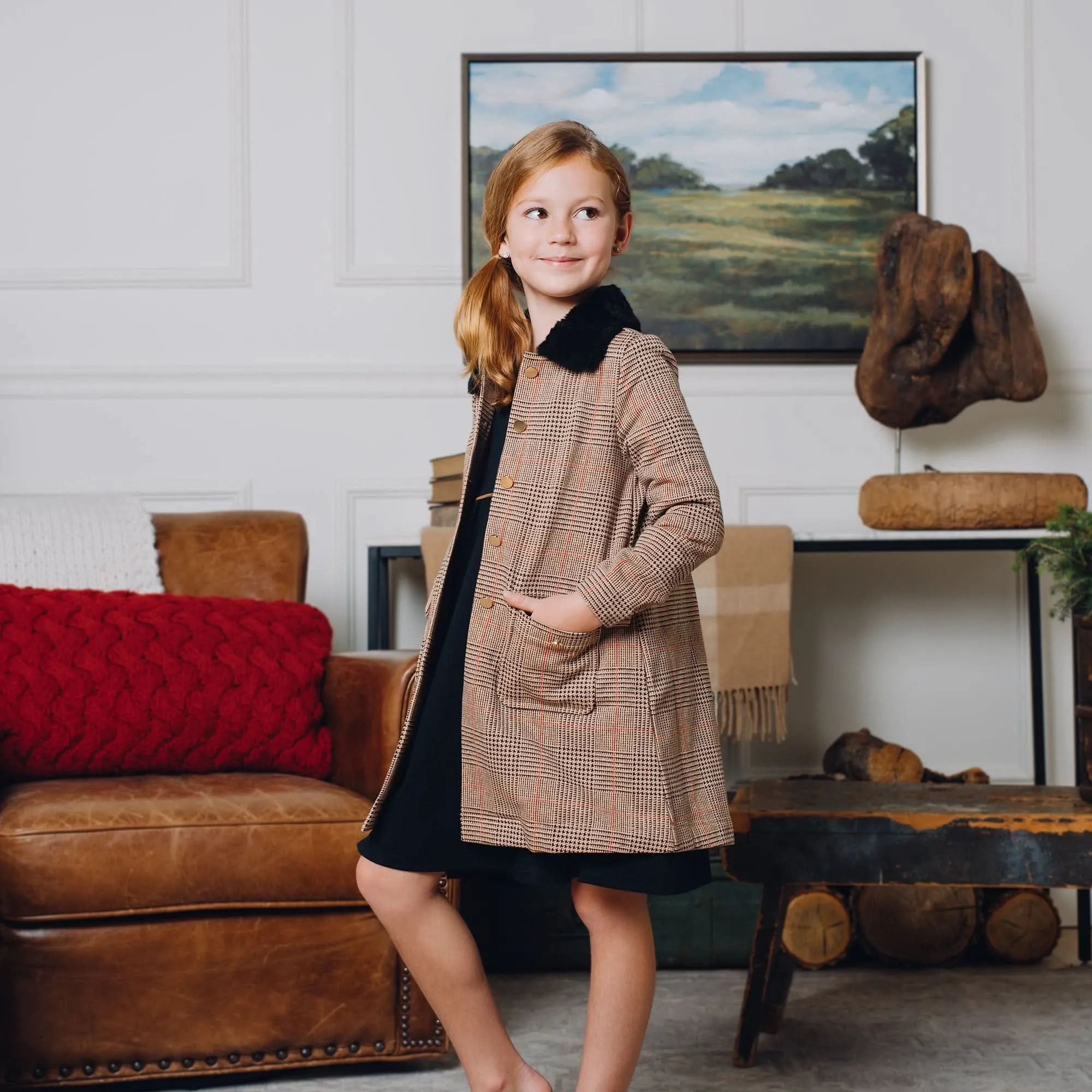 Faux Fur Collar Fleece Coat