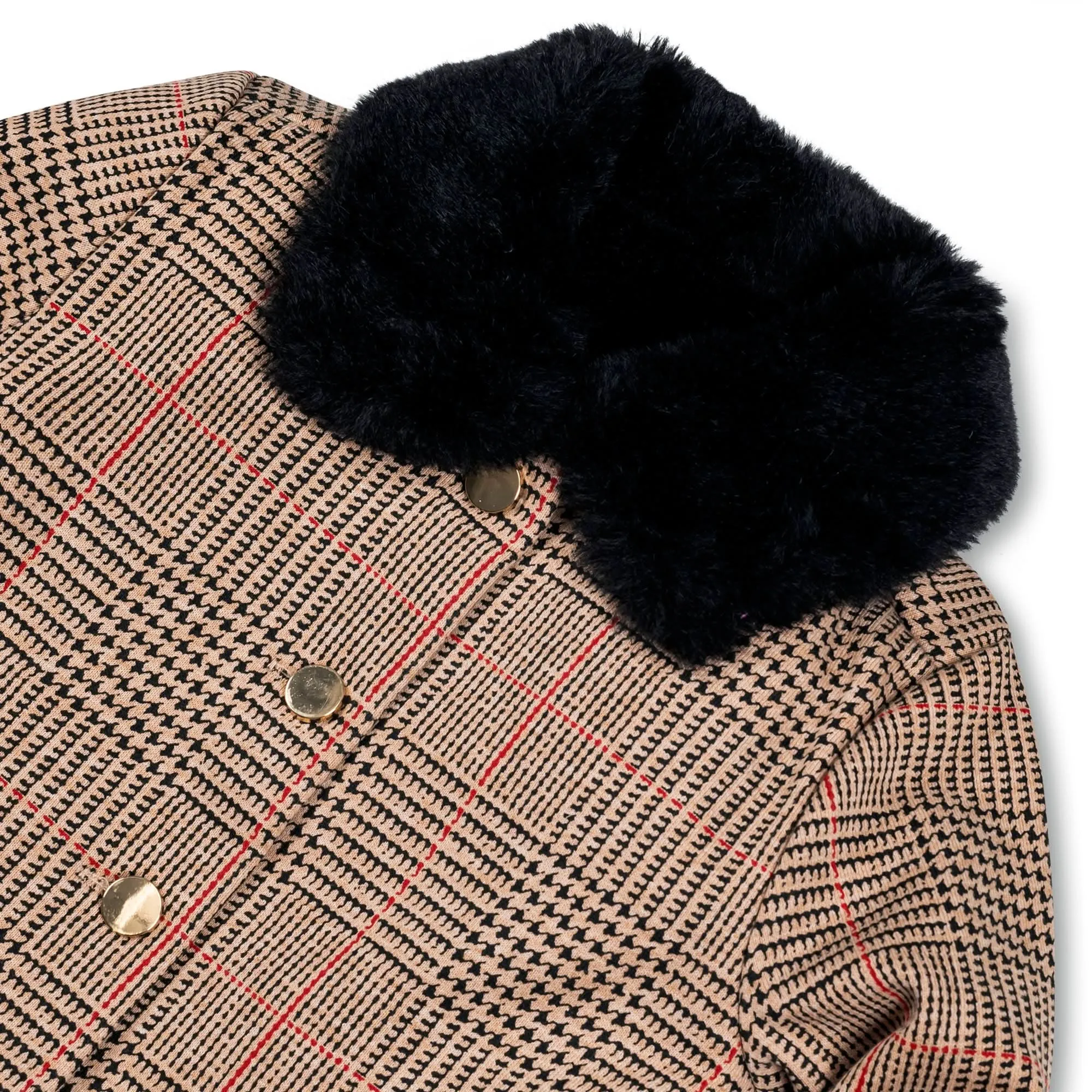 Faux Fur Collar Fleece Coat
