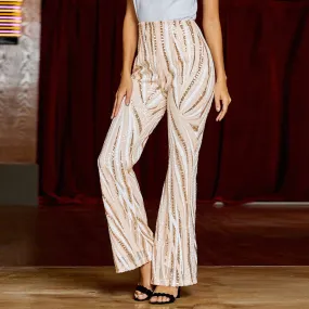 Flare High Waist Straight Glitter Loose Pants