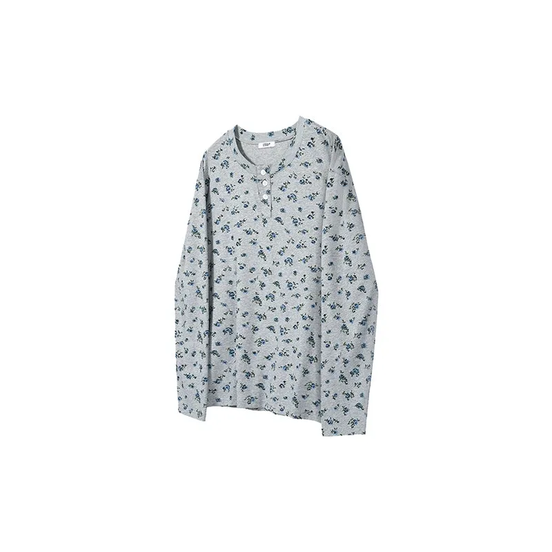 Floral Long-Sleeved Henley