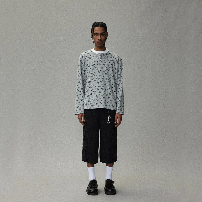 Floral Long-Sleeved Henley