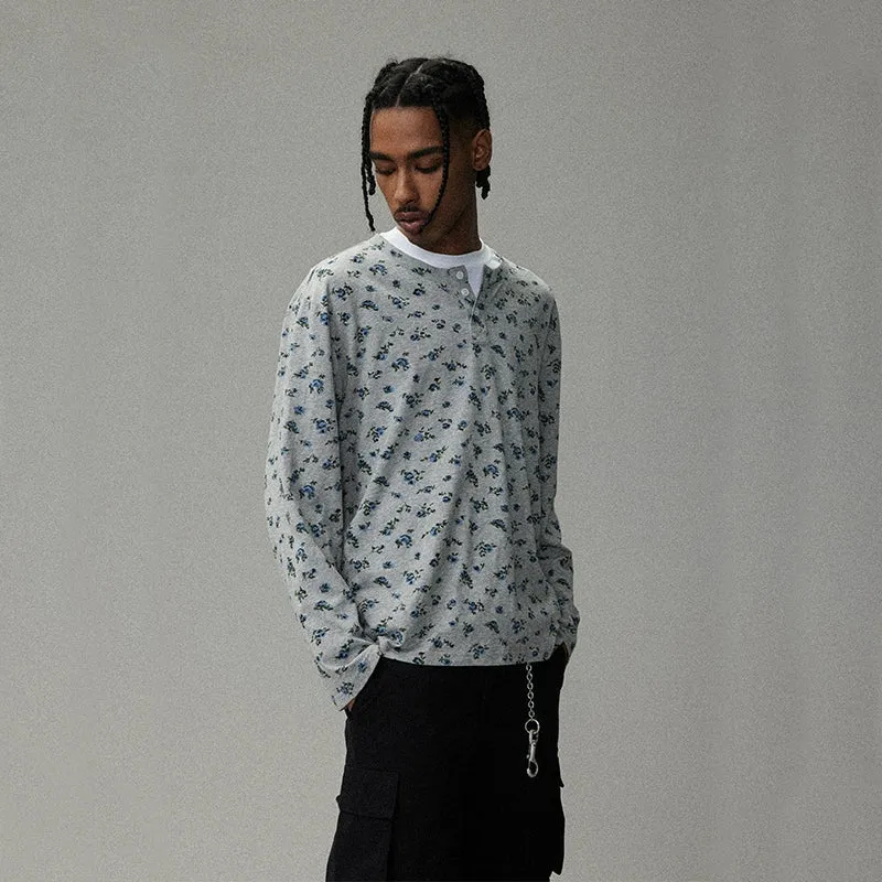 Floral Long-Sleeved Henley