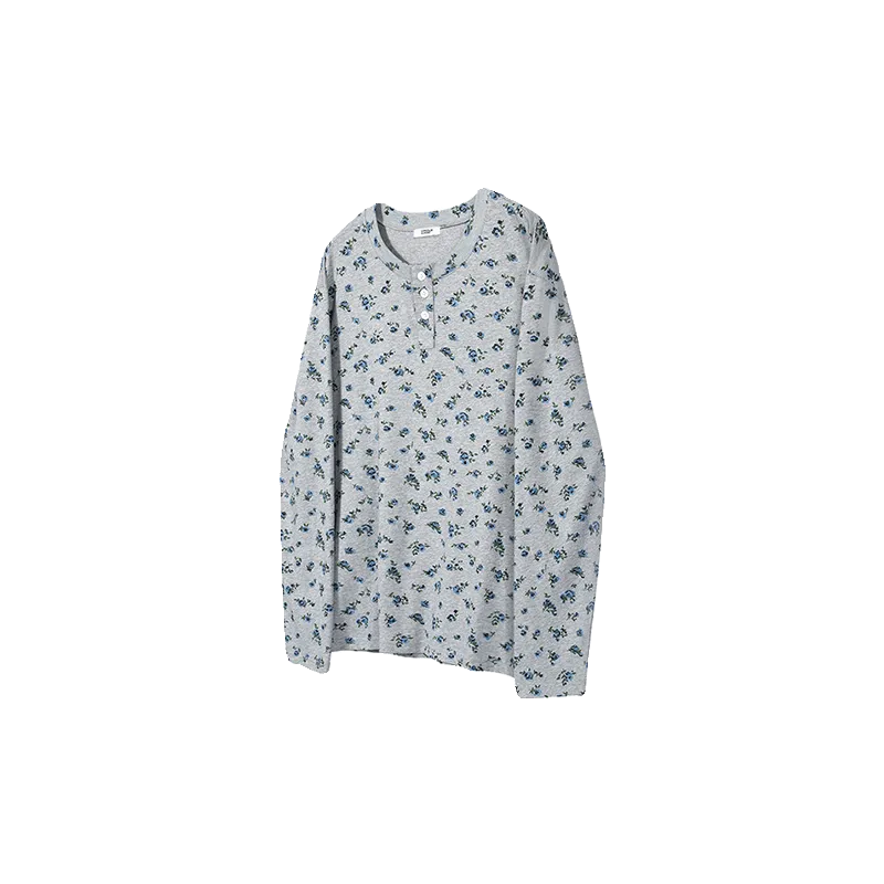 Floral Long-Sleeved Henley
