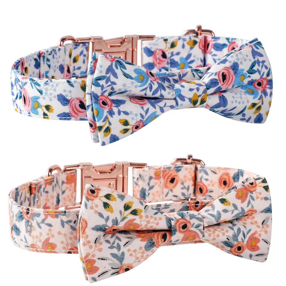 Floral Rose Gold Buckle Dog Collar