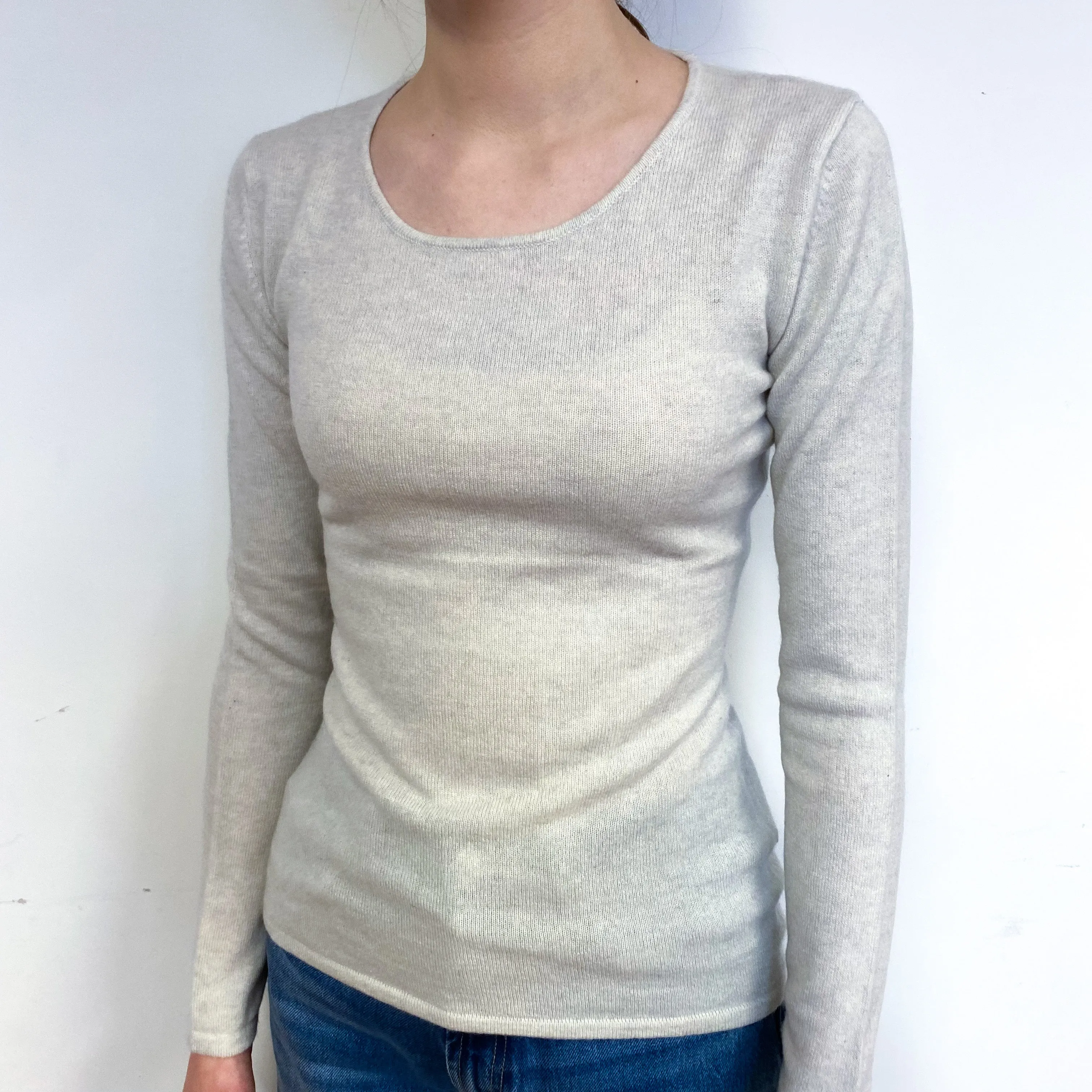 Frost Grey Cashmere Crew Neck Jumper Extra Small