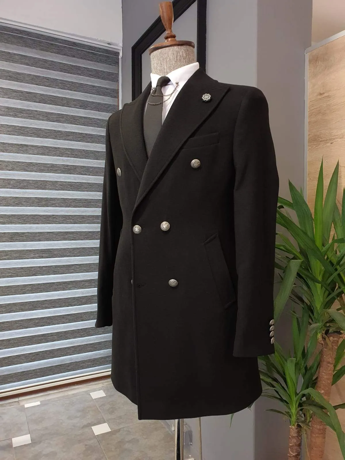 Geneva Black Double Breasted Coat
