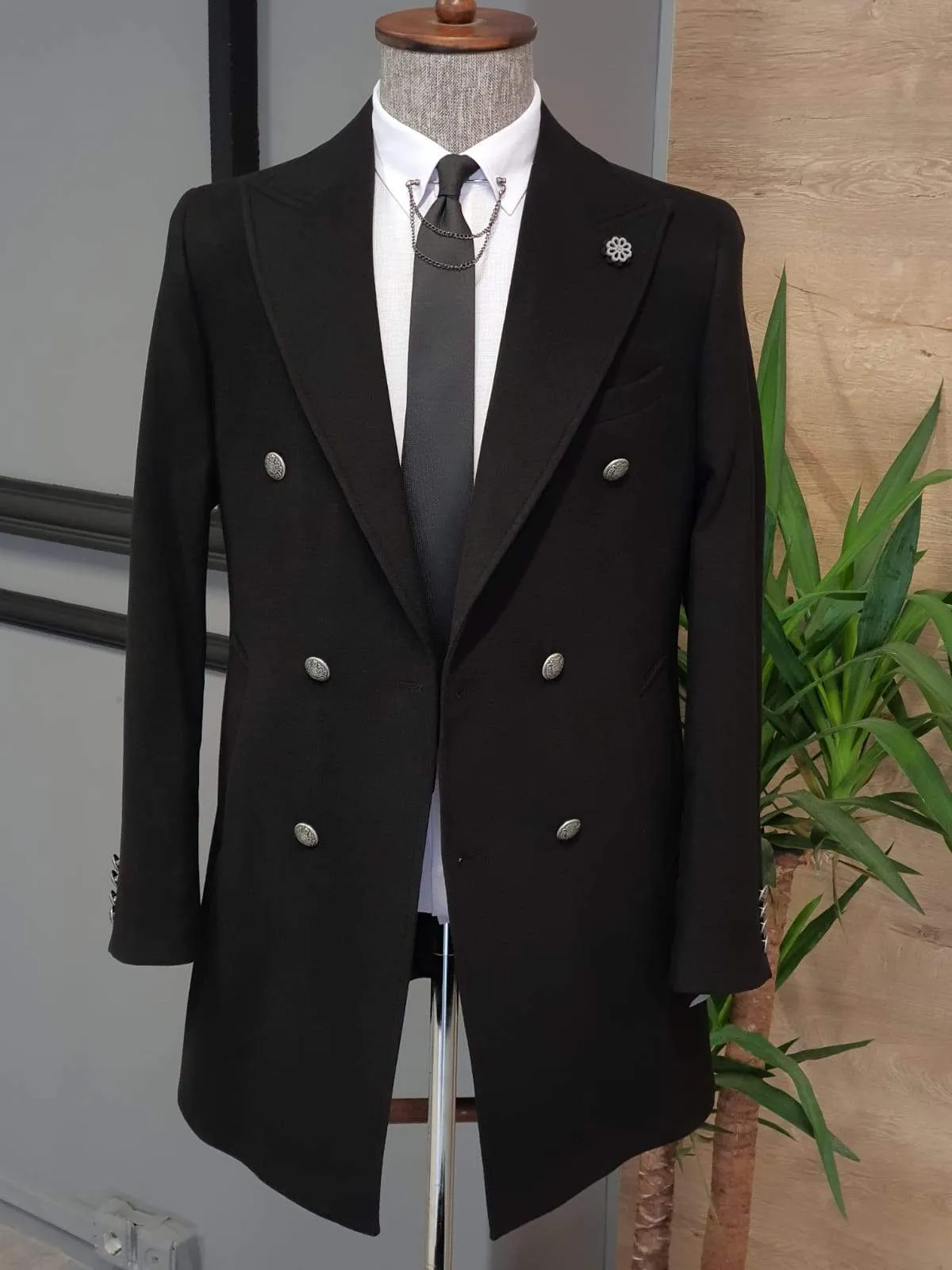 Geneva Black Double Breasted Coat