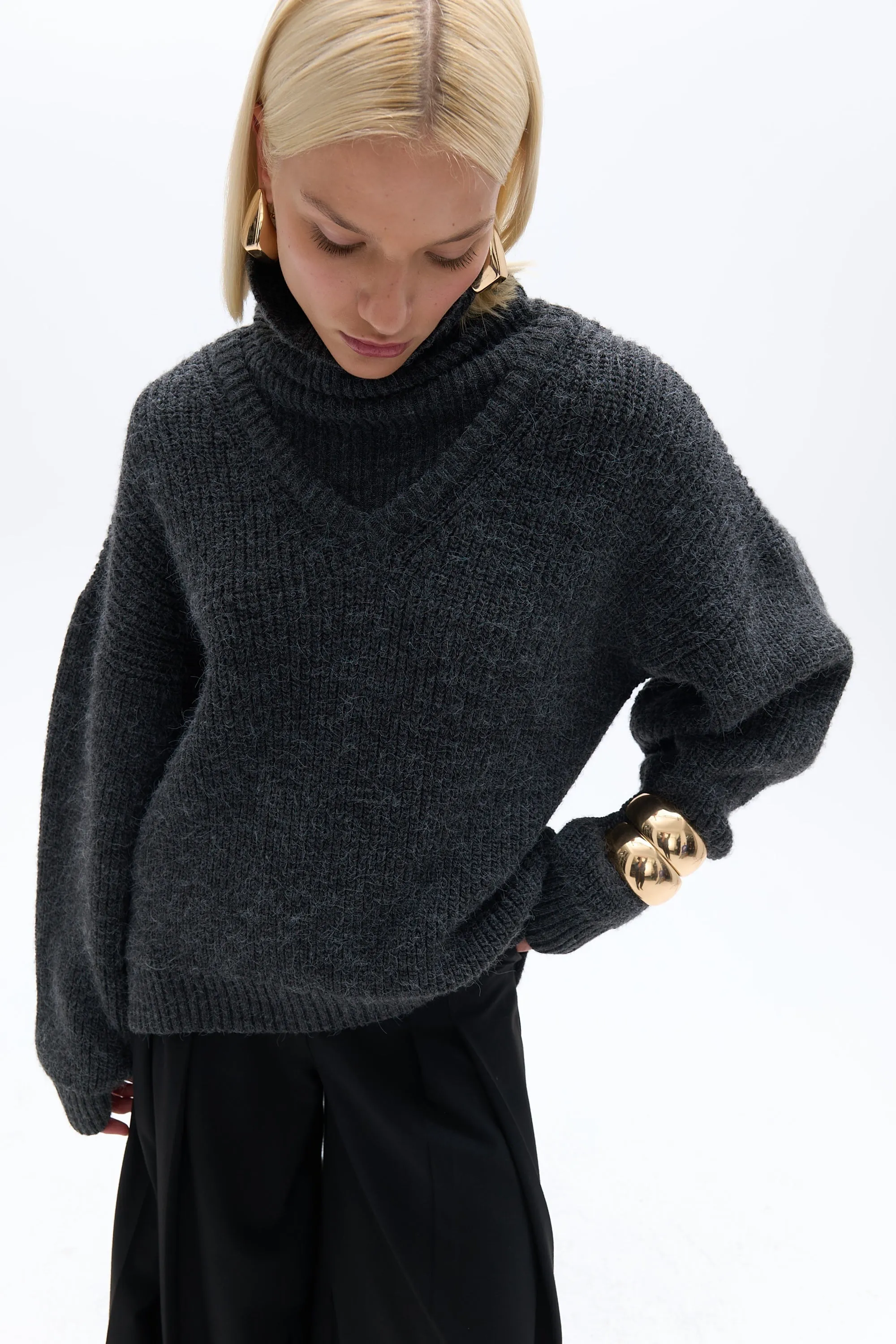 Gray Turtleneck Sweater