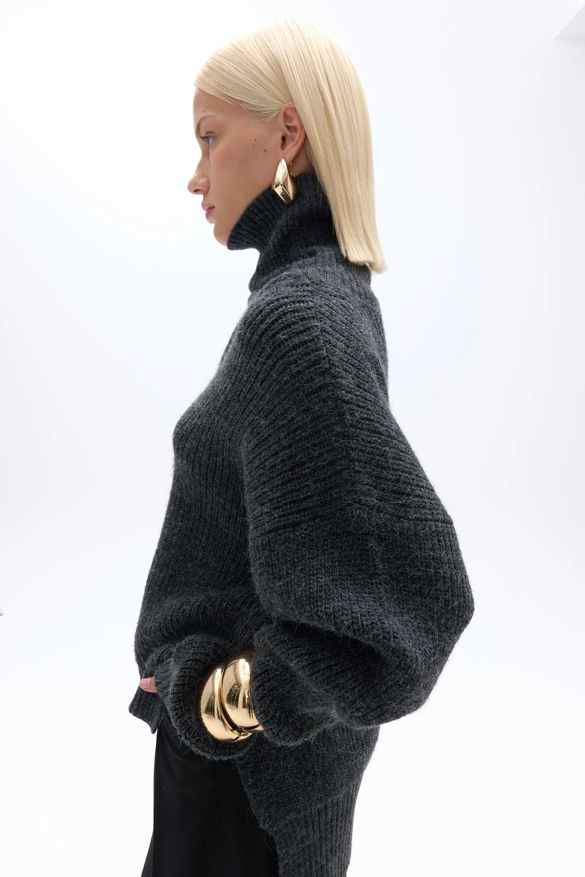 Gray Turtleneck Sweater