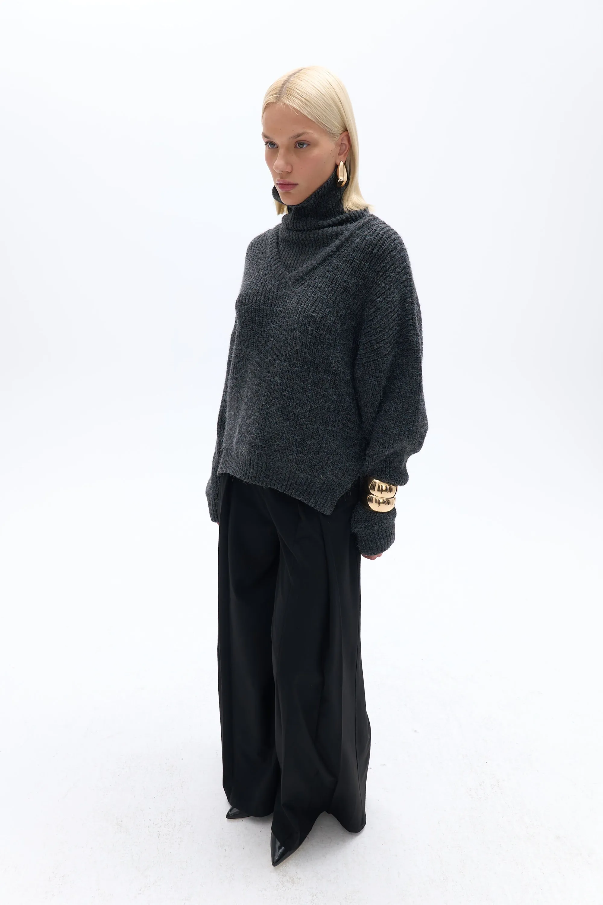 Gray Turtleneck Sweater