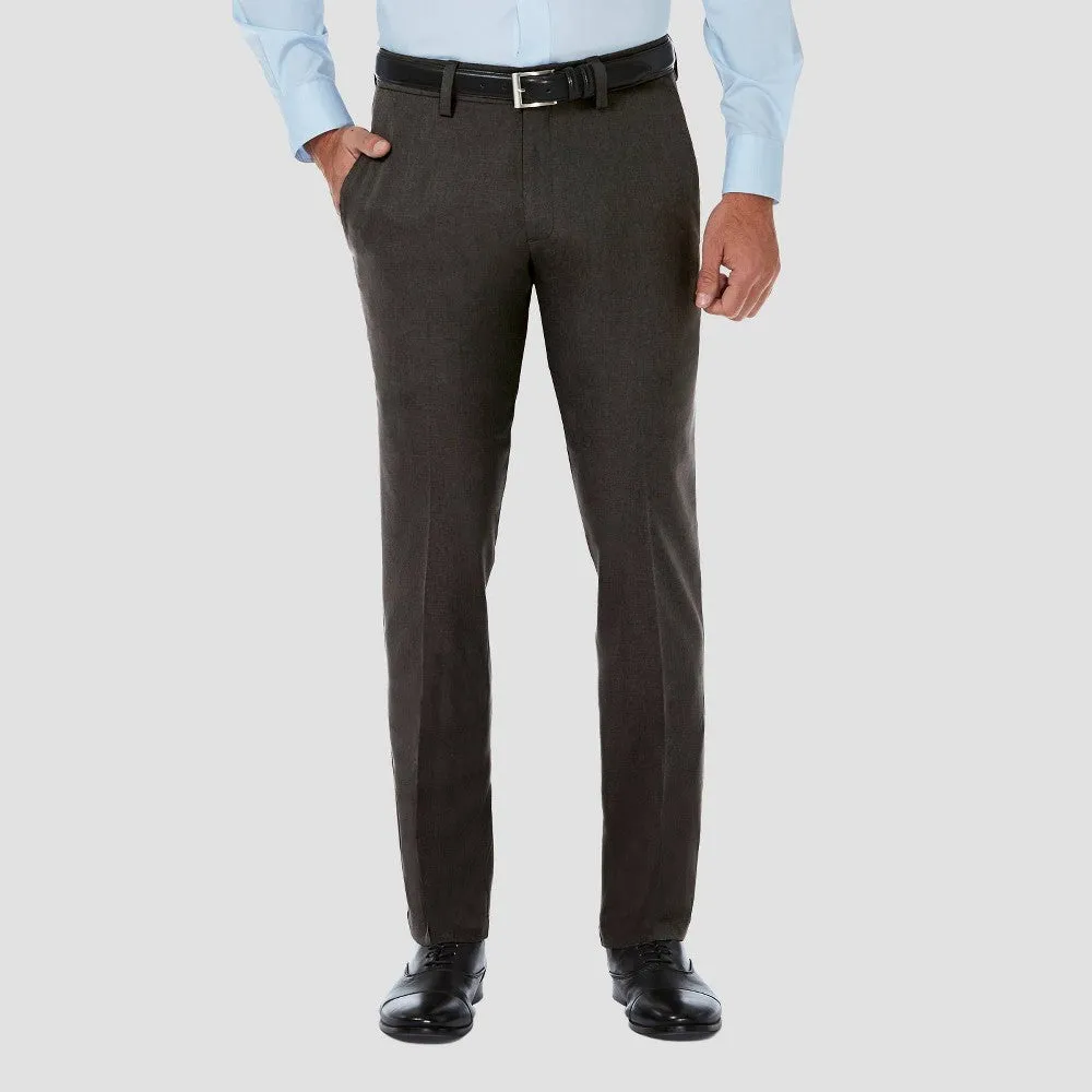 Haggar Mens Slim fit Dress Pants 34 / 29 Grey Solid Stretch