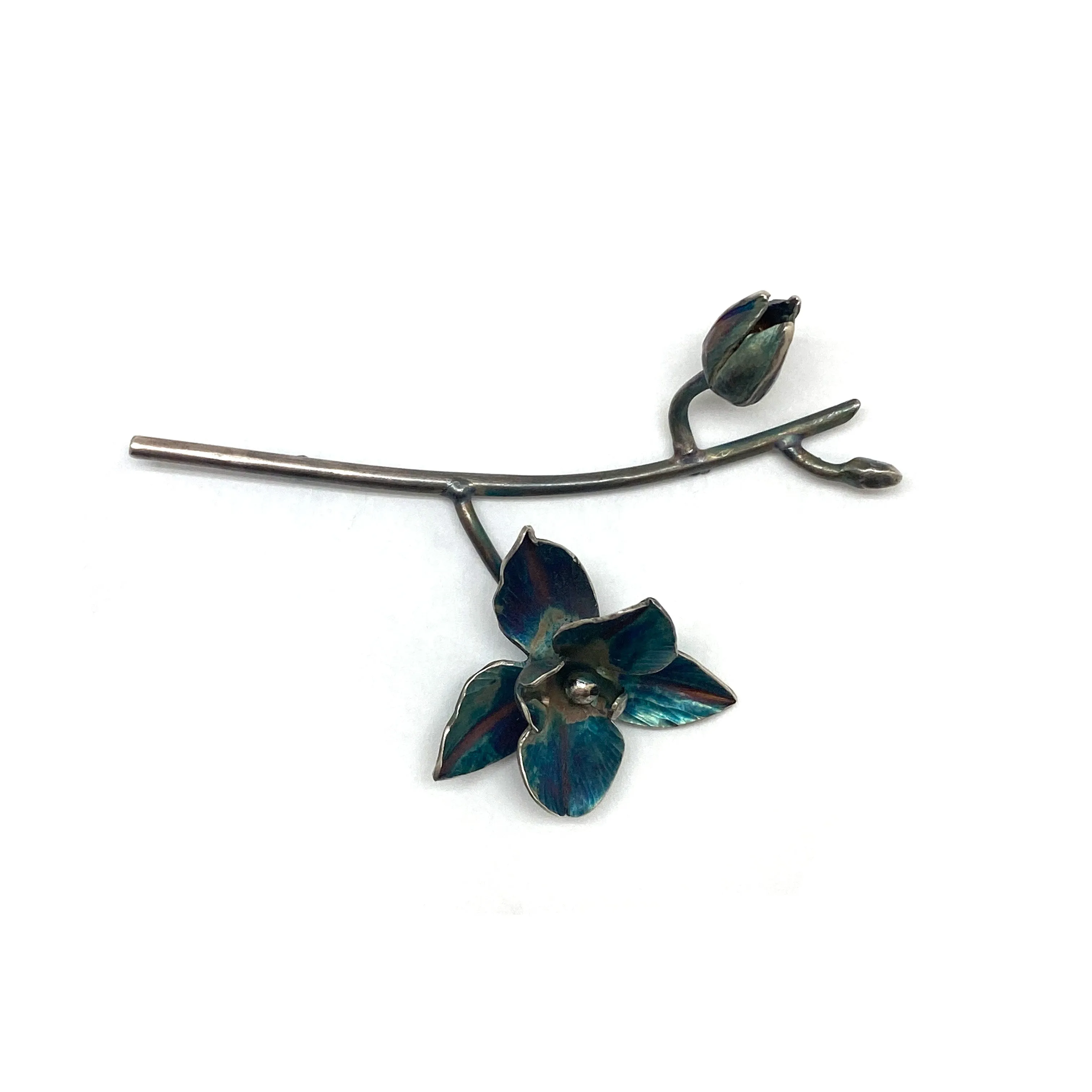 Hand Forged Orchid Brooch