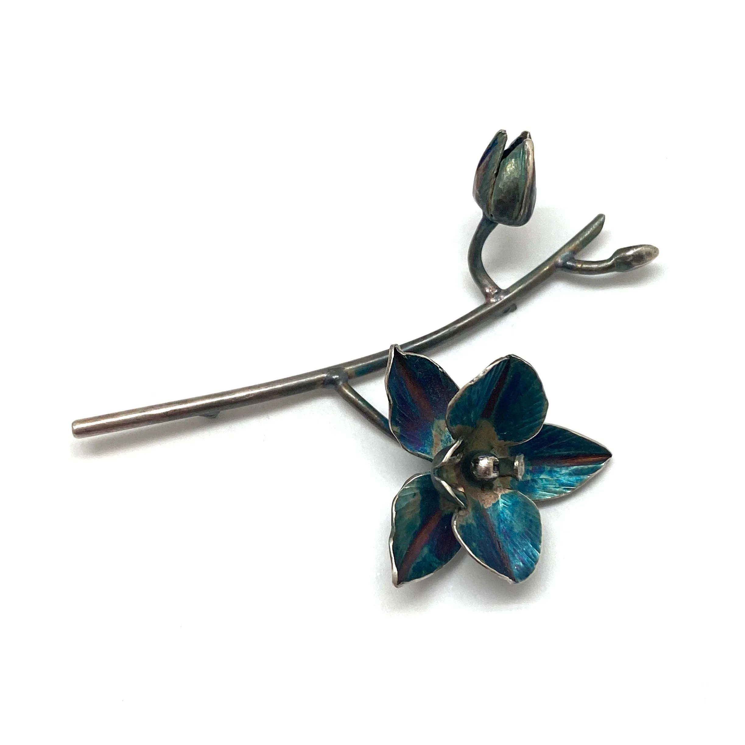 Hand Forged Orchid Brooch