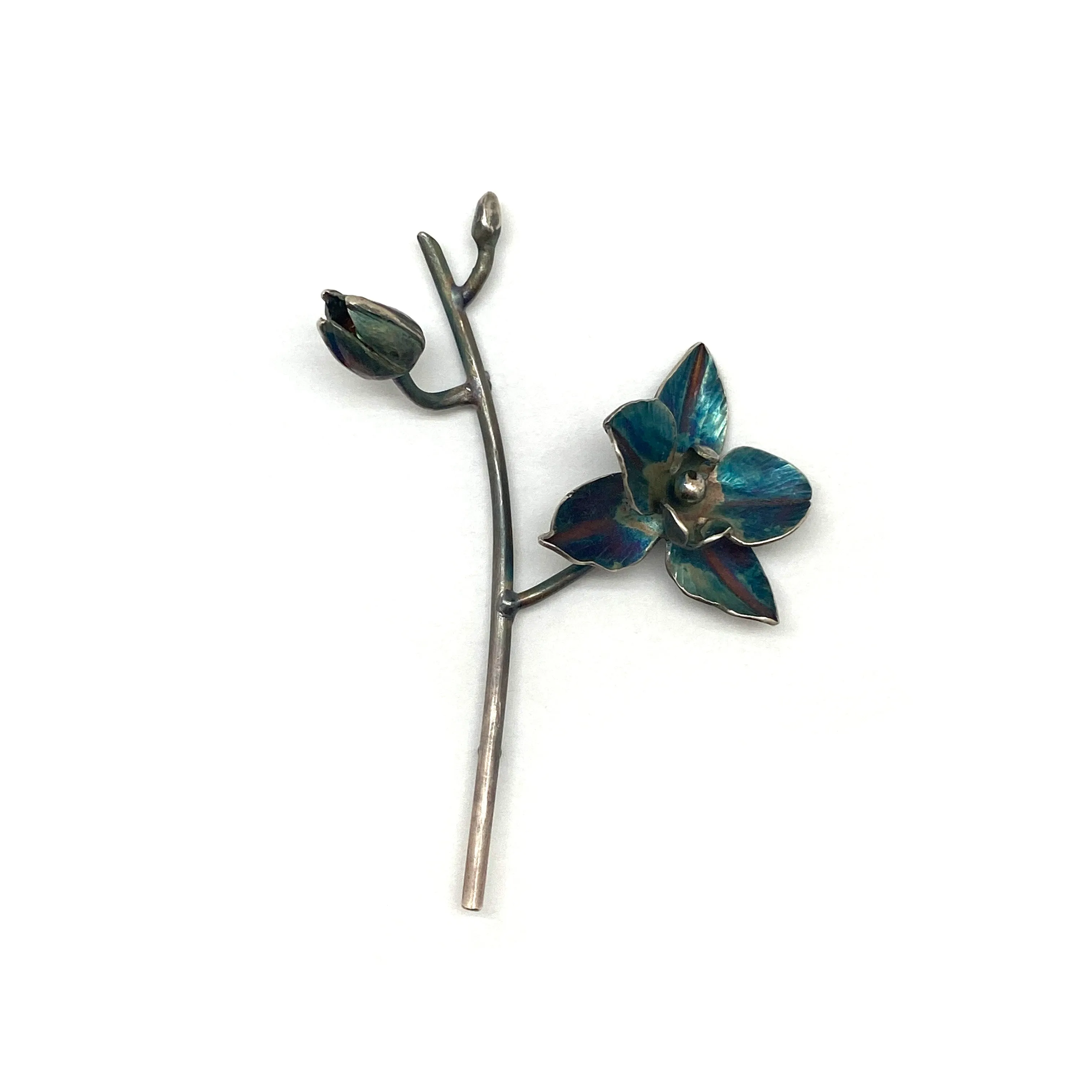 Hand Forged Orchid Brooch